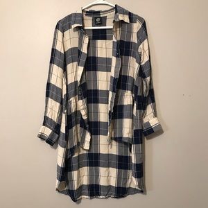 Bobeau Women’s Plaid Button Down Tunic